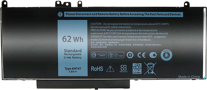 Replacement For Dell 6MT4T Battery 7.6V 62Wh